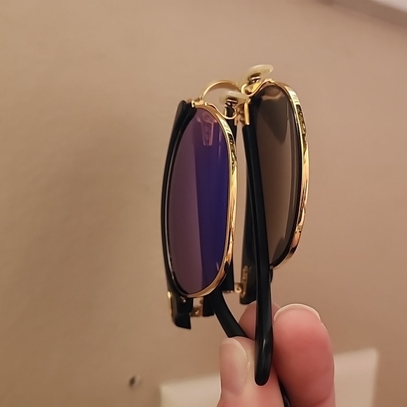 Ray-ban Clubmaster Folding Blue Mirrored Lenses Gold - Picture 8 of 11